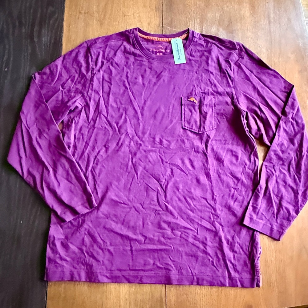 Tommy Bahama Men’s Long Sleeve Bali Skyline T-Shirt in English Violet NWT
